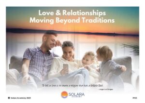 love & relationships being portrayed for the course by a family on the couch with a sunset in the background