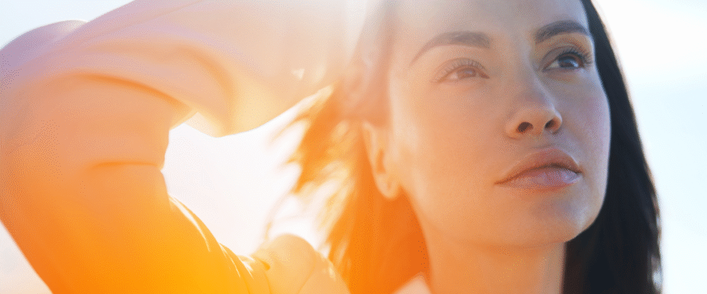 a close-up of a woman's face symbolising spiritual healing
