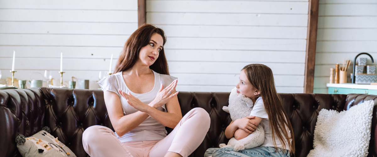 Mother and Daughter on the lounge, mother showing boundaries in midlife and explaining over-responsibility in women